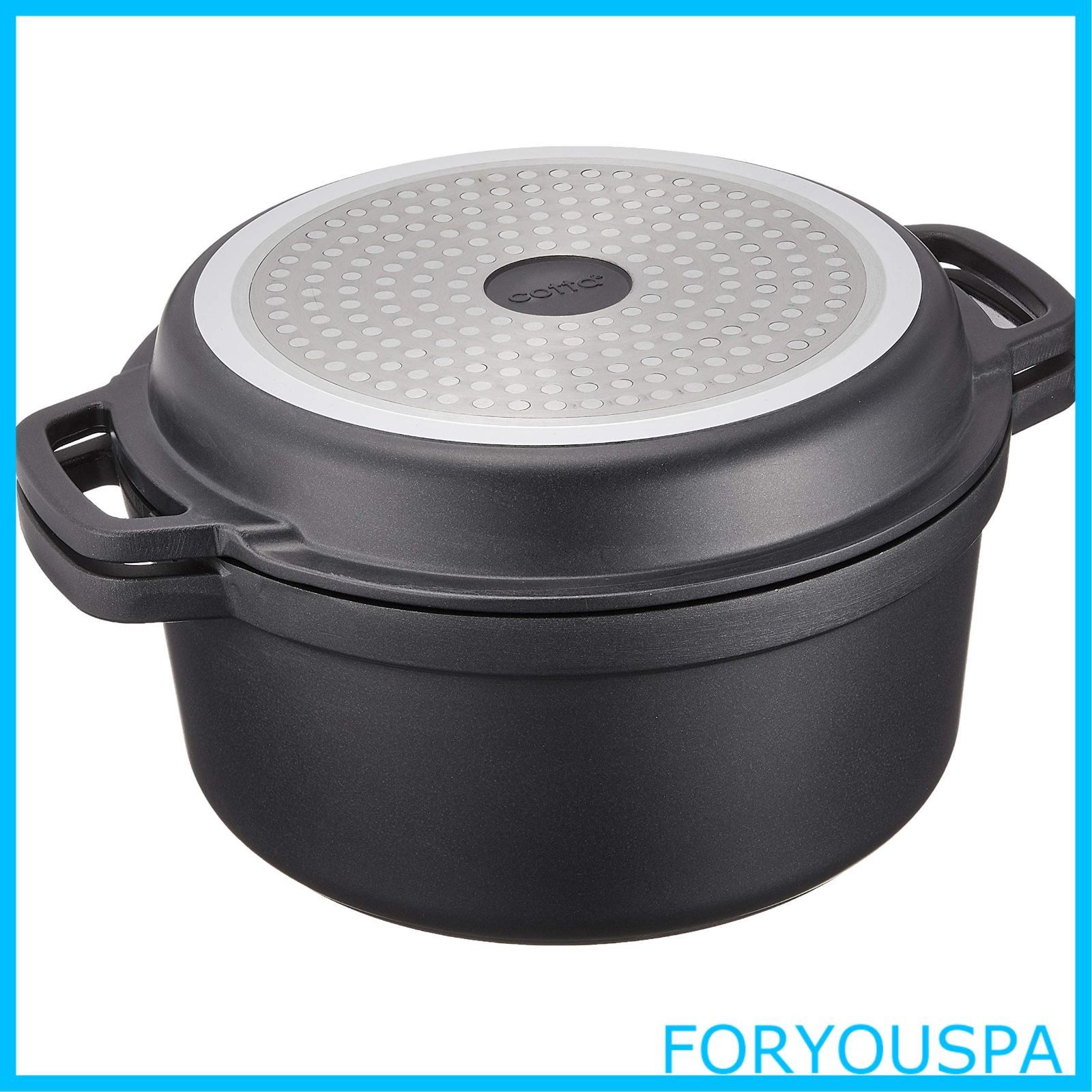 在庫処分 cotta 無水調理鍋 黒 直径 24cm 本体高さ 11.5cm 蓋 3.5cm 91469