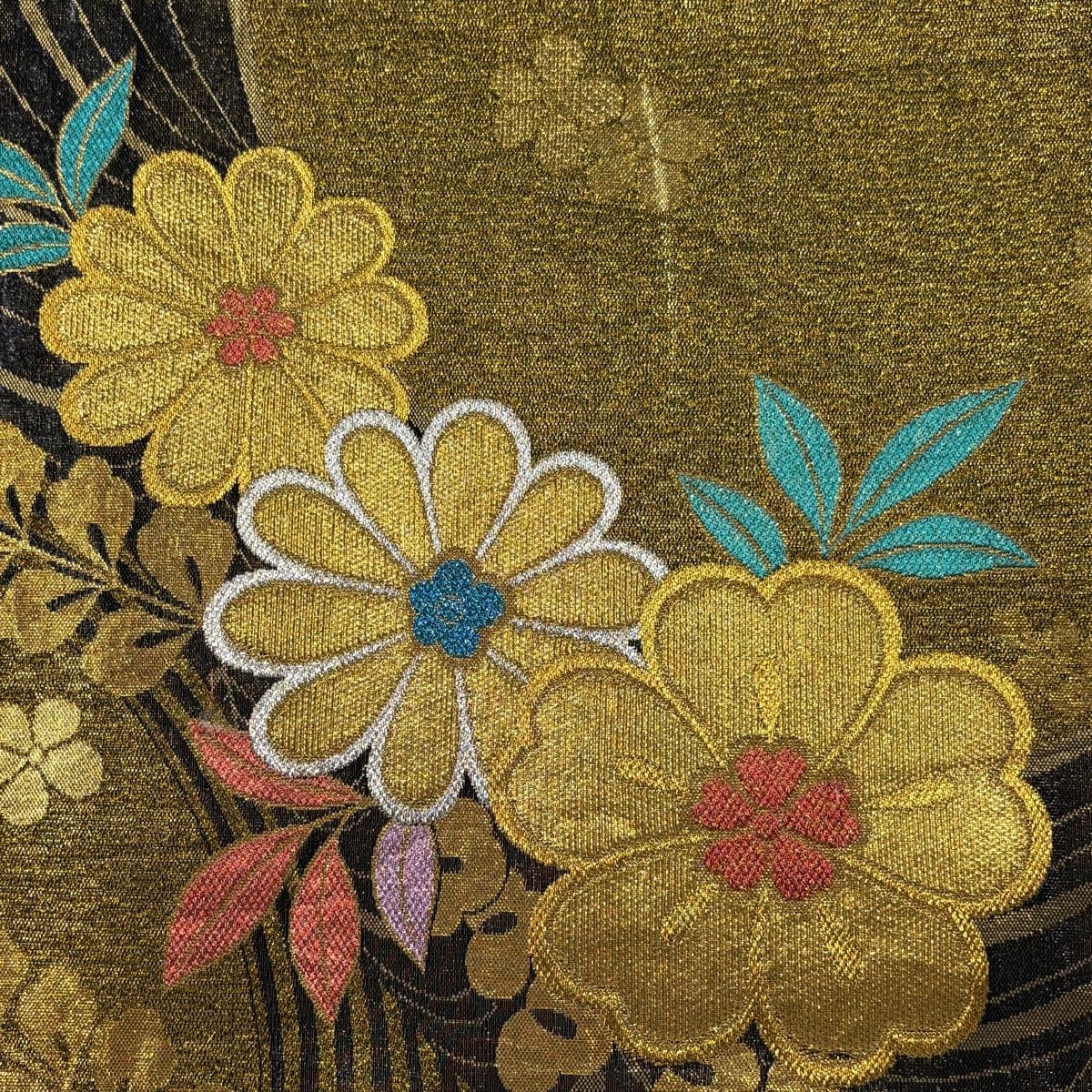袋帯　正絹　銀糸　雲　桜　露草　花模様　着物　074tz 袋帯 正絹 銀糸 雲 桜 露草 花模様 着物 074tz - メルカリ