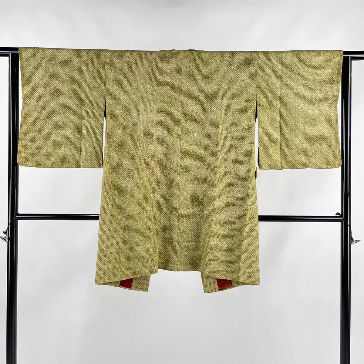道中着 身丈90cm 裄丈64cm M 和装コート 疋田 総絞り 抹茶色 正絹 秀品