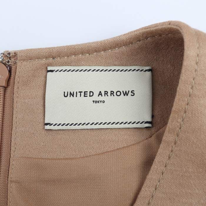 ユナイテッドアローズ ワンピース 長袖 ミニ丈 ウール スリット レディース 36サイズ ベージュ UNITED ARROWS 【中古】