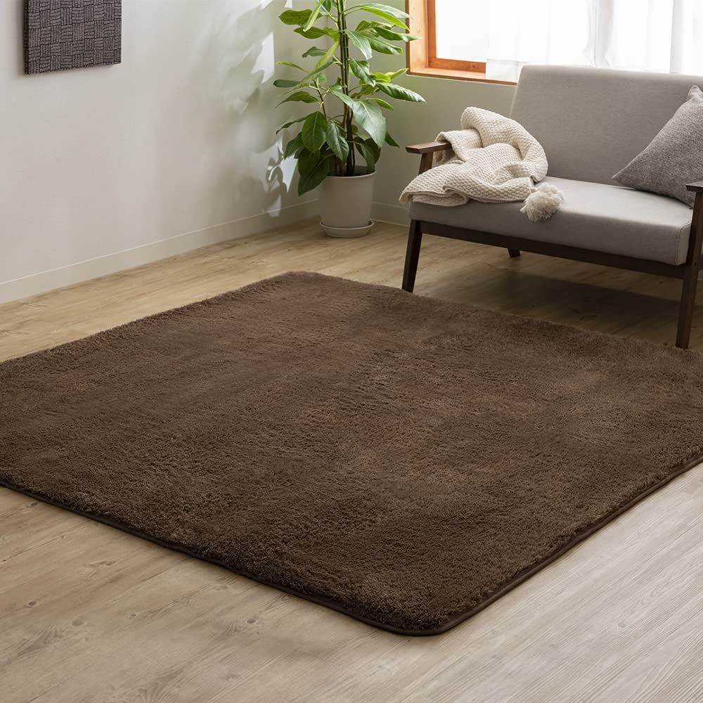 新着商品アイリスプラザ ラグ カーペット マット シャギー 185×185cm 約2畳 絨毯 厚さ10mm クッション おしゃれ シャギーラグ モカブラウン SGR-1818