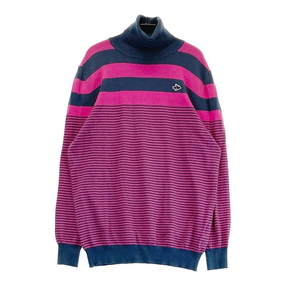 パーリーゲイツ　ニット 12G部分ジャガードカシミヤタッチコットンハイネックニットプル