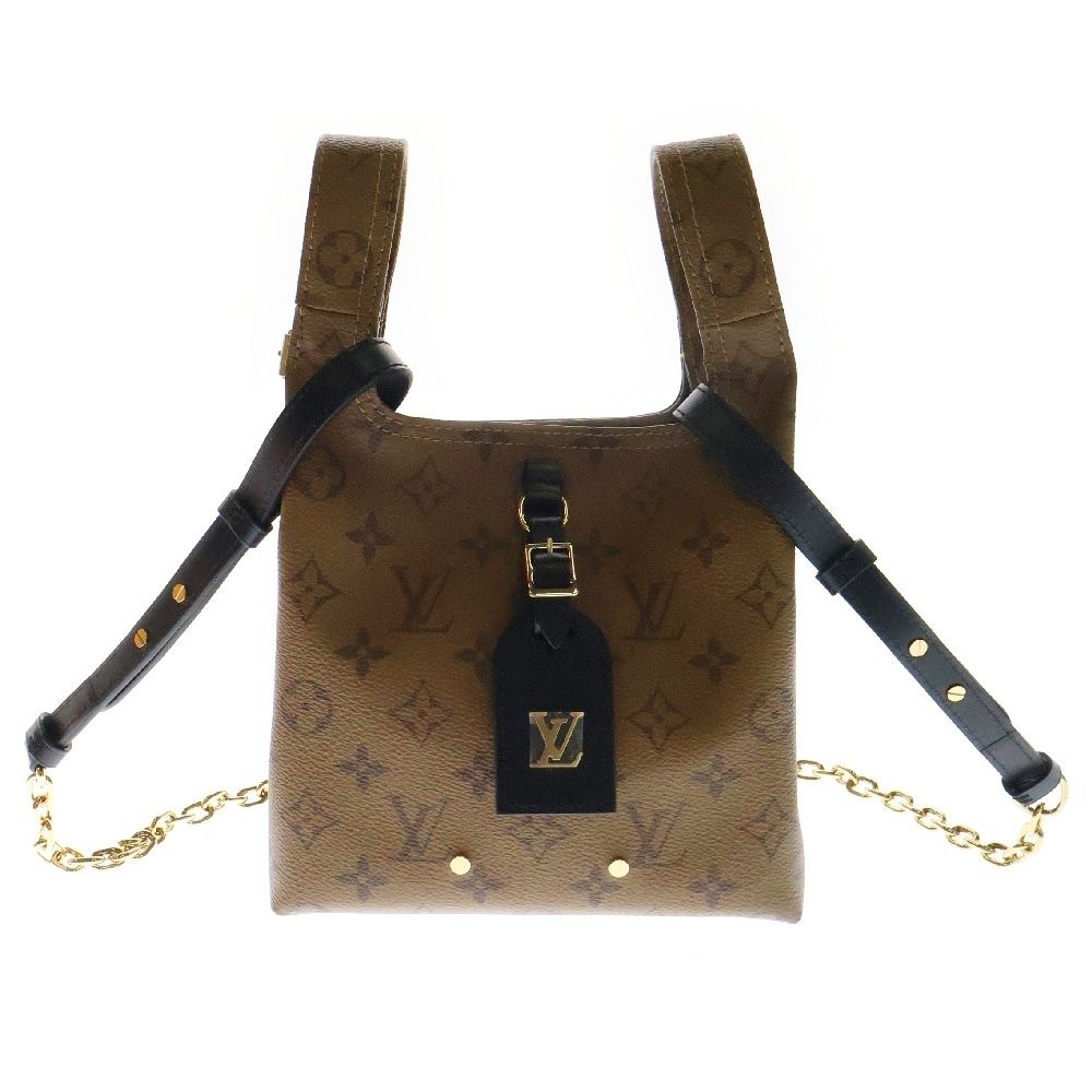 LOUIS VUITTON ルイヴィトン モノグラムリバース アトランティスBB 2WAYバッグ ハンドバッグ ショルダーバッグ ブラウン ゴールド金具 レザー×PVC M46816
