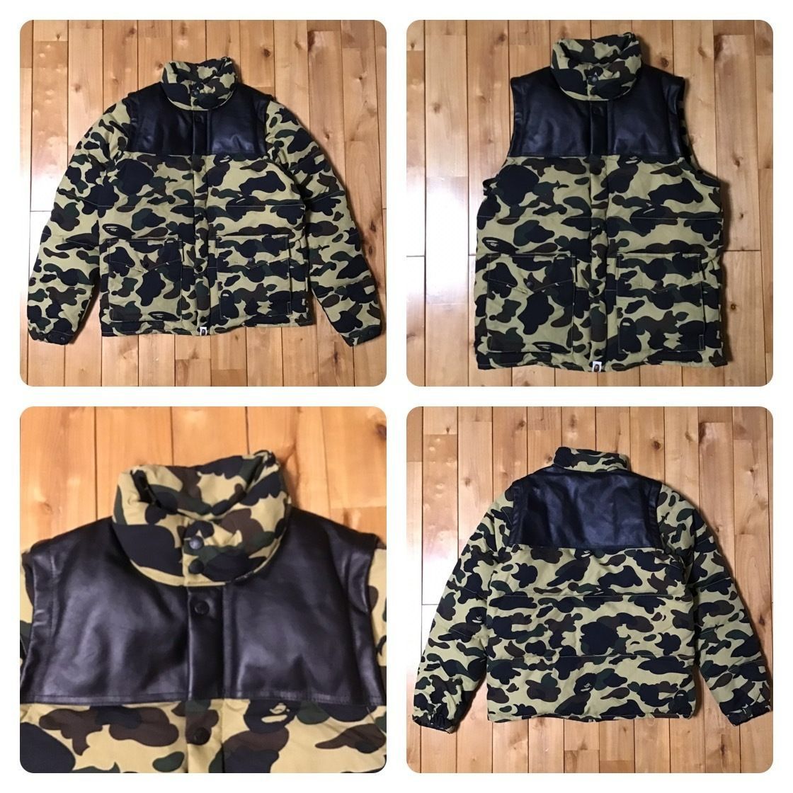 2WAY ダウンジャケット Mサイズ LEATHER DOWN JACKET VEST a