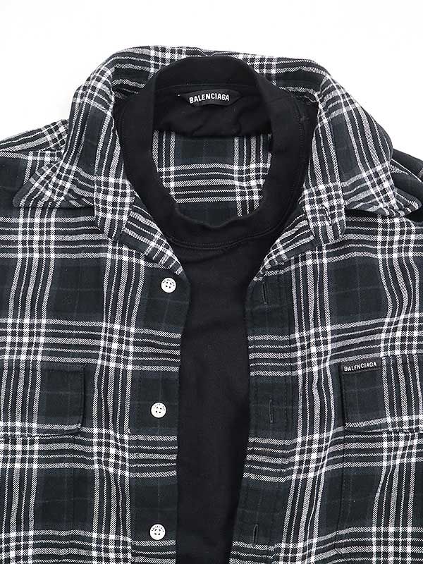 BALENCIAGA 22SSレシート付 ドッキングチェックシャツ ※4/27迄 BALENCIAGA 22SSレシート付 ドッキングチェックシャツ ※4/27迄
