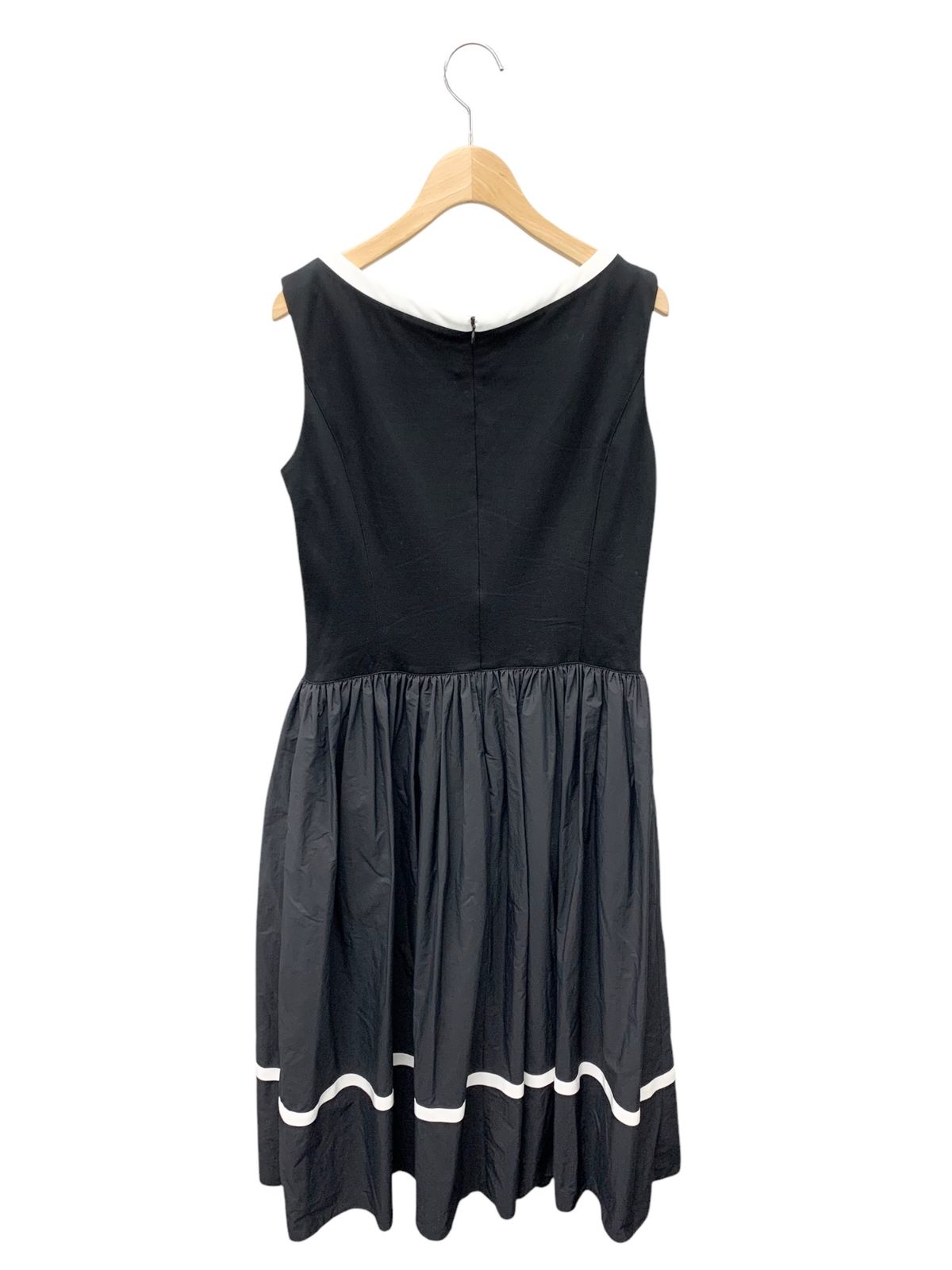 エムズグレイシー 311366 ワンピース 40 ブラック 切替 タックフレア