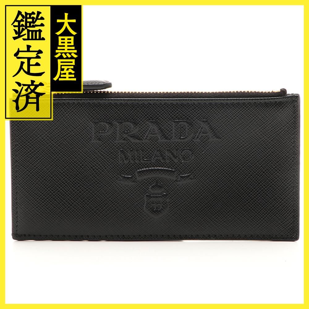 PRADA プラダ カードコインケース サフィアーノ ブラック ゴールド金具
