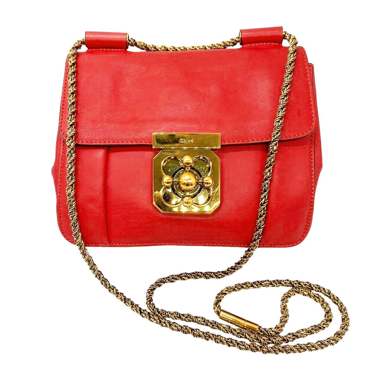 美品】Chloe エルシー 2wayショルダーバッグ 綺麗なレッドカラー