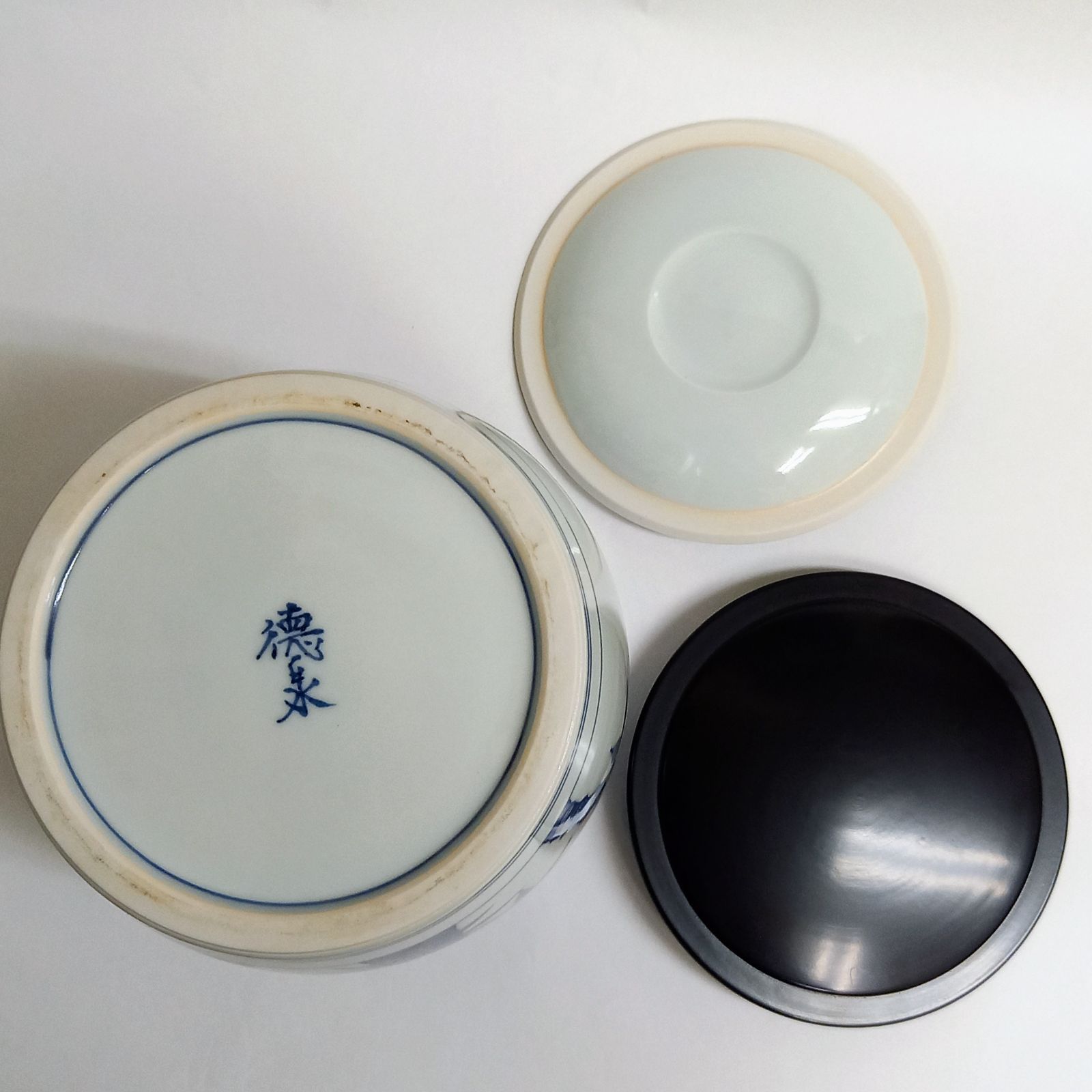 西村徳泉造 染付竹ノ絵蓋置 共箱共布 茶道具　AT110　1F28 西村徳泉造 染付竹ノ絵蓋置 共箱共布 茶道具 AT110 1F28 - メルカリ