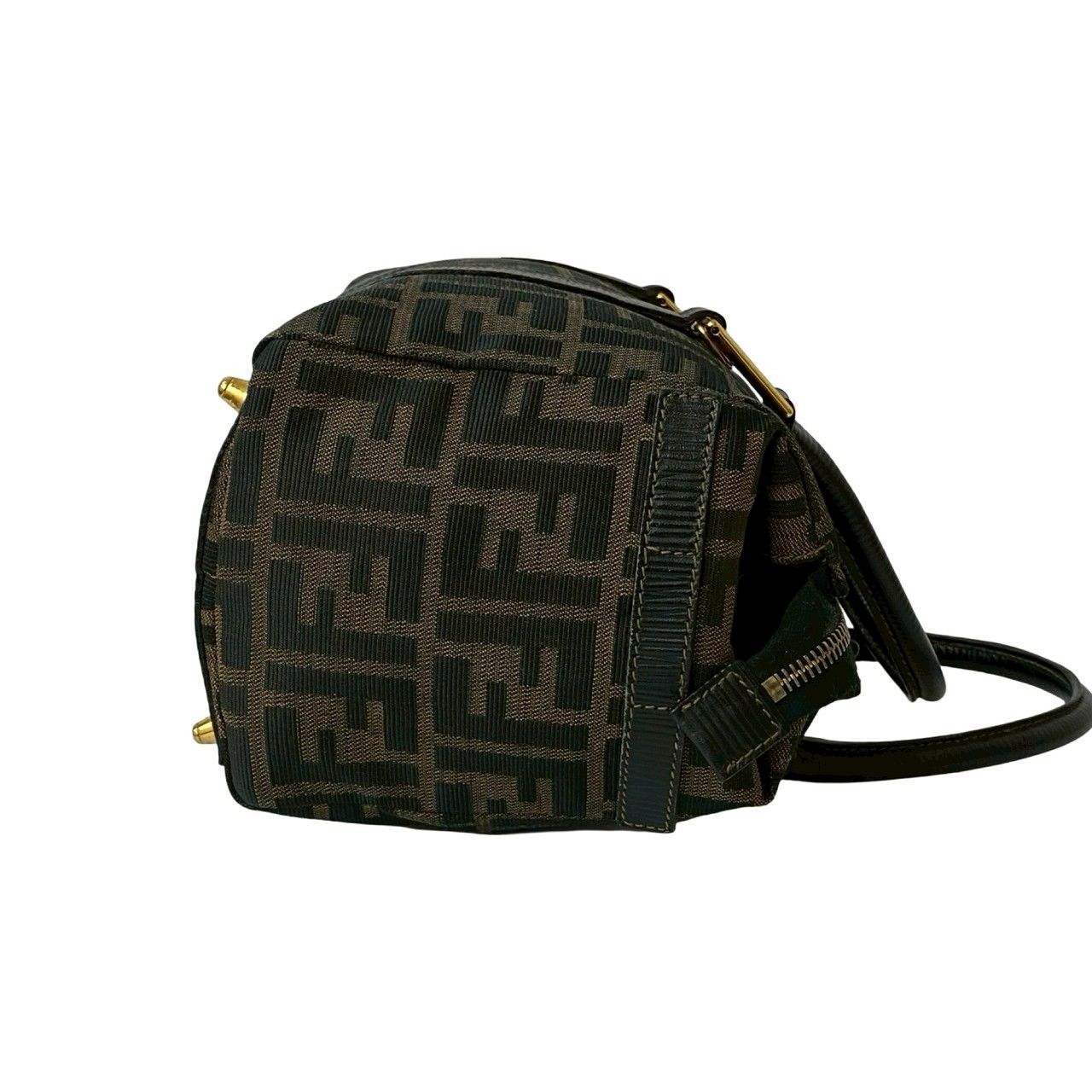 極 美品 FENDI フェンディ ズッカ FF 柄 レザー 本革 ナイロン