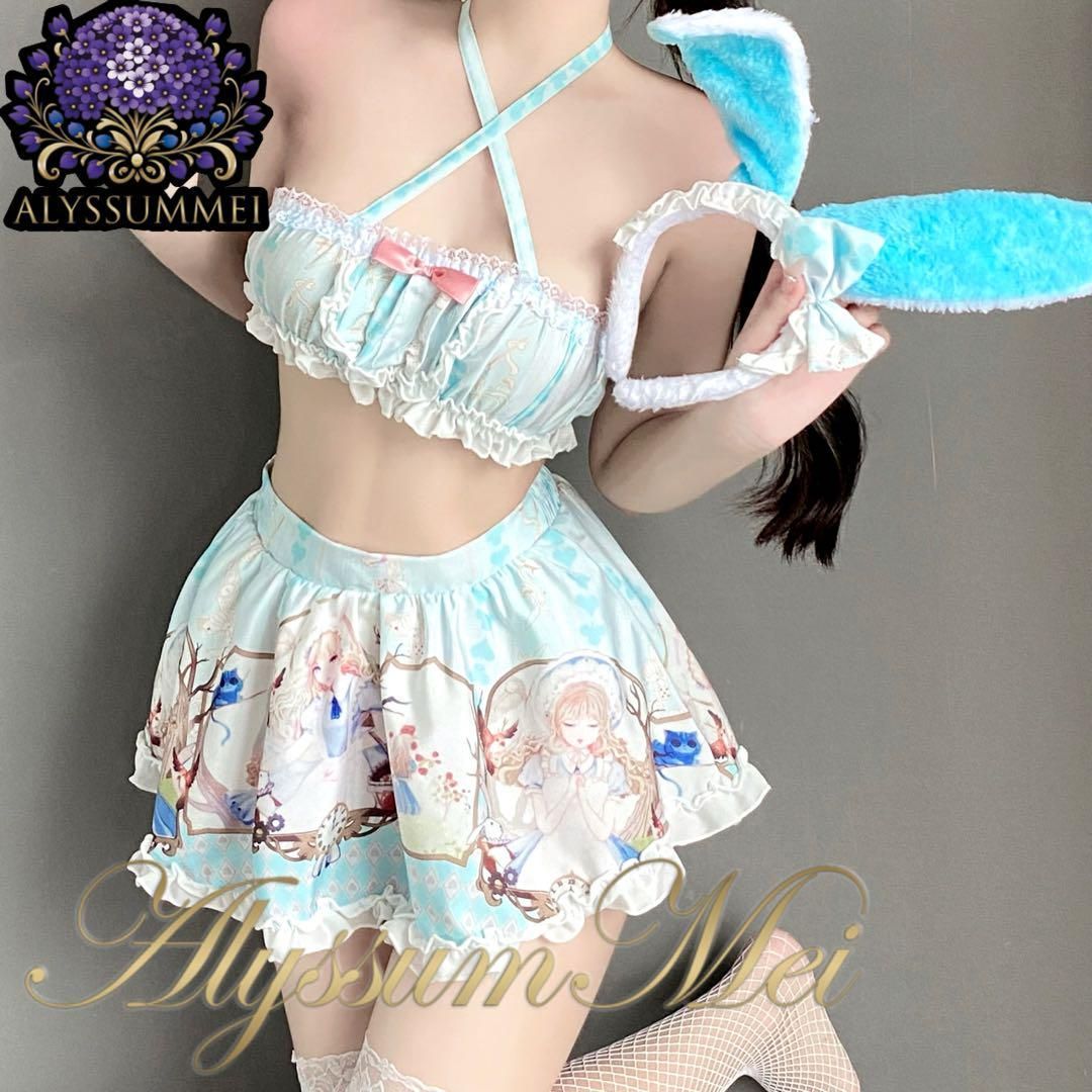 セクシーバニーガールメイド服コスプレ衣装ロリータワンピースステージハロウイン大人 ウサ耳カチューシャ付きセクシー乳牛バニーガールメイド服
