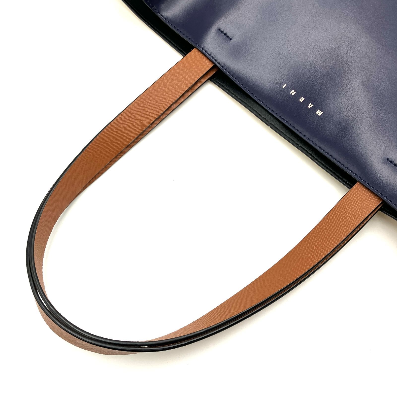 MARNI MUSEO マルニ トートバッグ ブルー&ホワイト レザー D-4991 