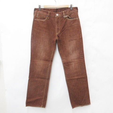 ランヘリ RANHERRI 尾州デニム BISHU DENIM パンツ デニム カラージーンズ ストレート ロング ビンテージ加工 綿 茶 ブラウン レンガ 34 サンプル品