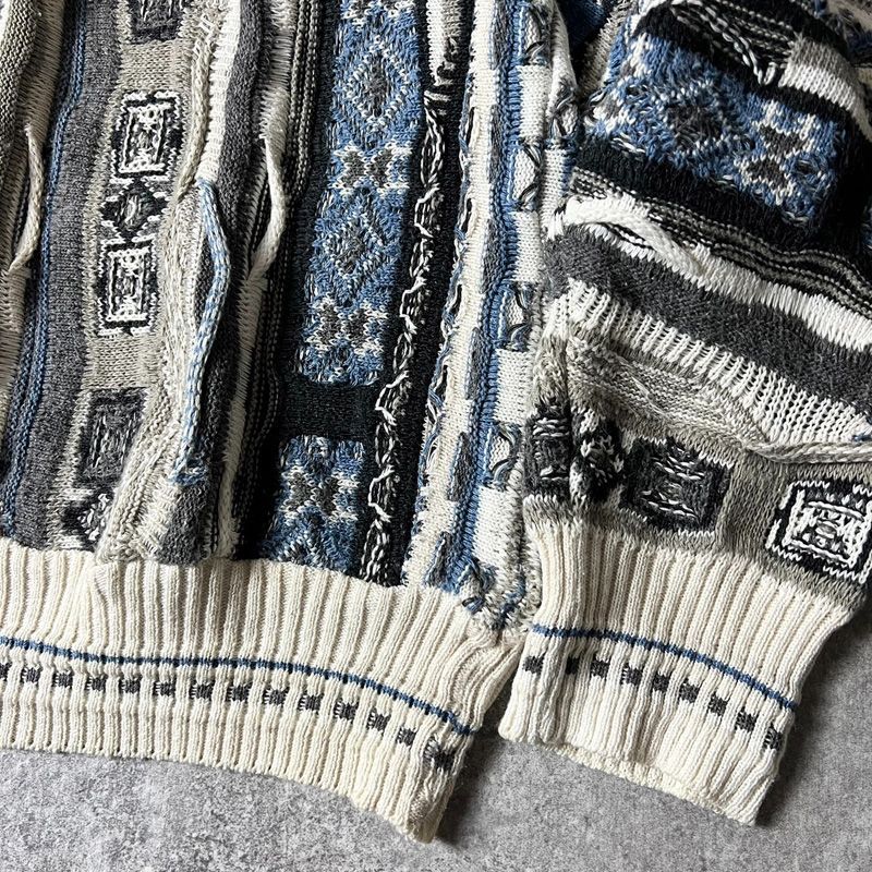 90s COTTON TRADERS 3D 立体編み コットン ニット ポロシャツ XL