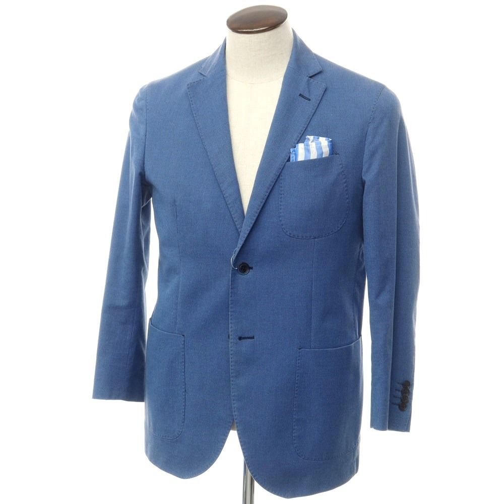 【中古】ルビアム LUBIAM コットン 2B カジュアルジャケット ブルーxネイビー【サイズ50 8R】【メンズ】