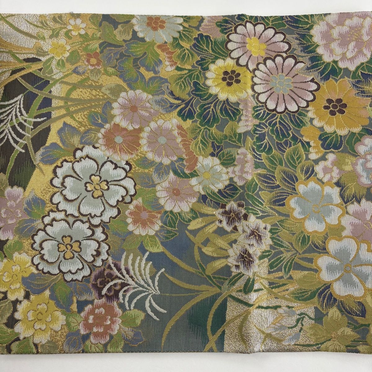 A26 美品　袋帯　綴れ　花草 袋帯 美品 名品 草花 霞 箔 紫 六通 正絹 【中古】 - メルカリ
