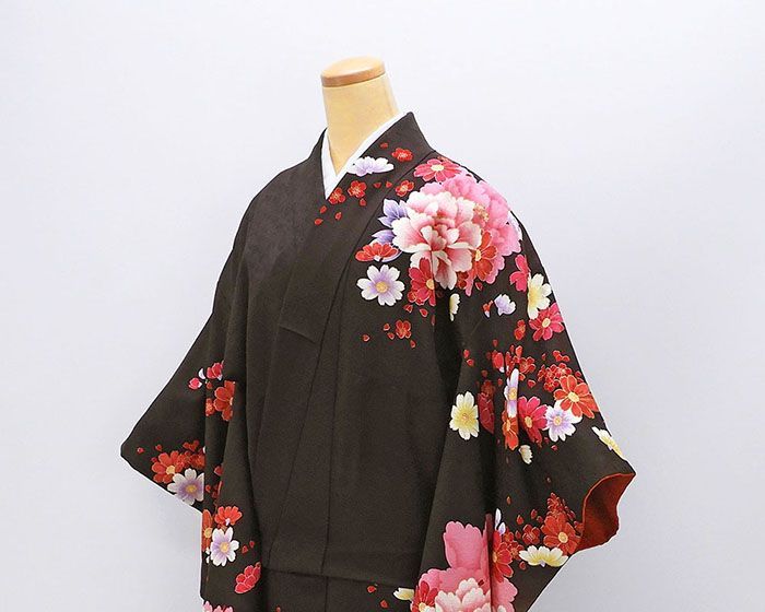 振袖 正絹 花 身丈170cm 裄丈66.5cm 中古 リサイクル 着物 e4104