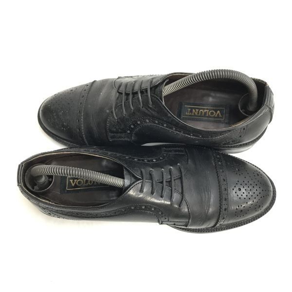 日本製★VOLUNT★本革/ストレートチップ/パンチドキャップトゥ【26.0/black/黒】ビジネス/ドレスシューズ/Leather/Dress shoes◆si-121 日本製☆VOLUNT☆本革/ストレートチップ/パンチドキャップトゥ【26.0