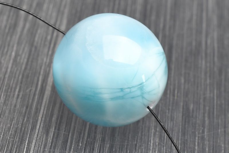 ★大粒ラリマー 19.8ミリ珠 ビーズA(SA〜SA+) 1点物】大珠◇三大ヒーリング ラリマー 19mm 大珠(貫通穴) 粒