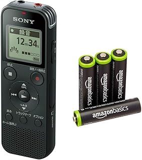 ソニー SONY ICレコーダー ICD-PX470F B ブラック 4GB リニアPCM録音対応 Amazonベーシック 充電池 充電式ニッケル水素電池 単4形4個パック付