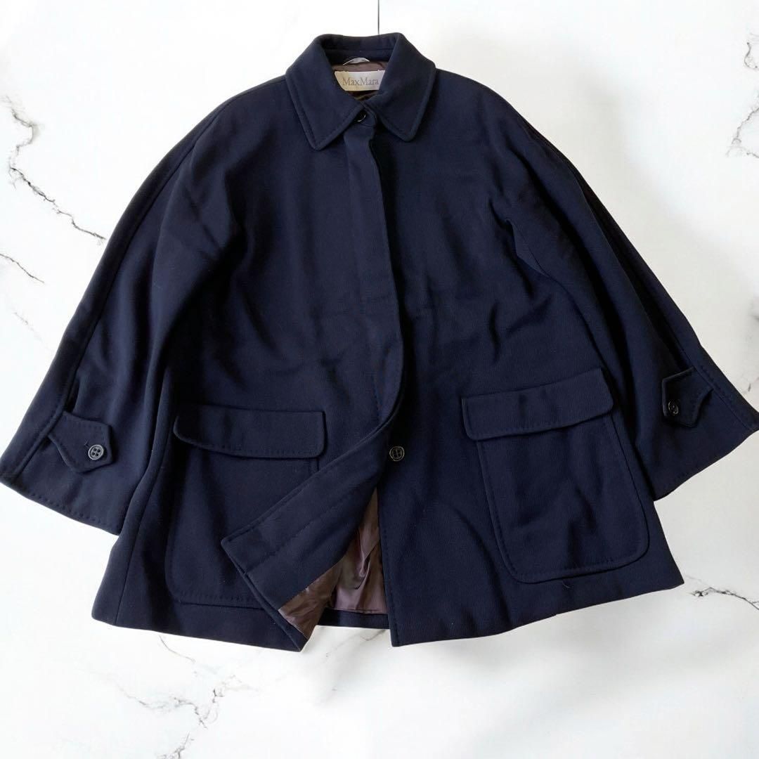マックスマーラ Max Mara ステン コート バルマカーン L 紺色
