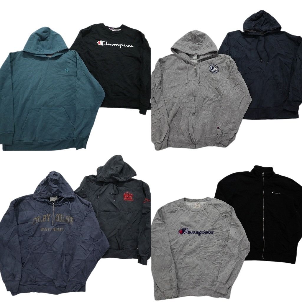 古着卸 まとめ売り チャンピオン Champion スウェット 8枚セット メンズ XL フルジップ フーディー スタンドカラー 古着 NC0948
