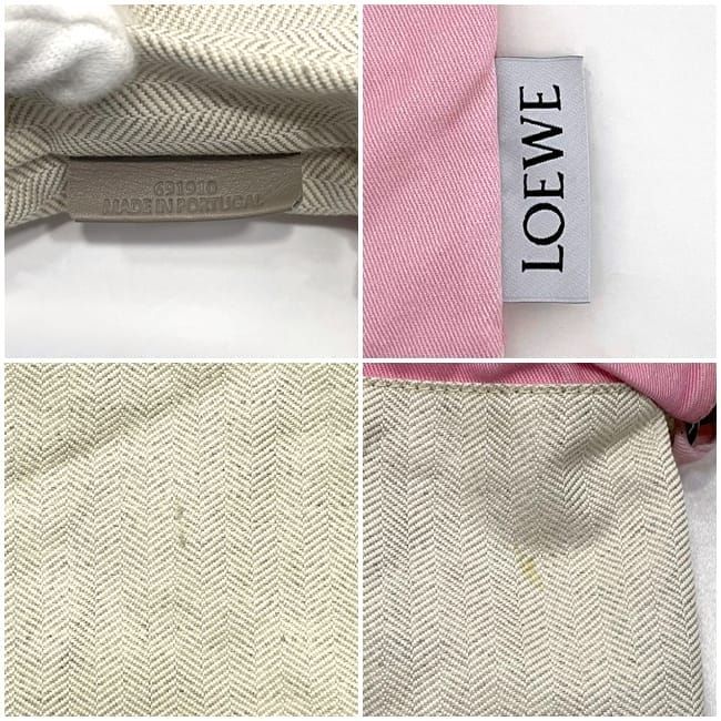 LOEWE ストライプ 巾着袋 ピンク　ロエベ ロエベ 巾着 バッグ ec-22948 ピンク ストライプ 美品 ラージ