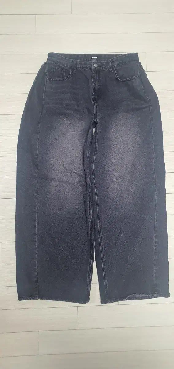 バルーン ワイド サイド ピンタック デニム パンツ L