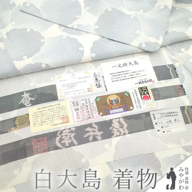 ワ9【28】◇逸品◇本場大島紬◇白大島◇白恵泥◇証紙あり◇正絹 ワ9【28】◇逸品◇本場大島紬◇白大島◇白恵泥◇証紙あり◇正絹