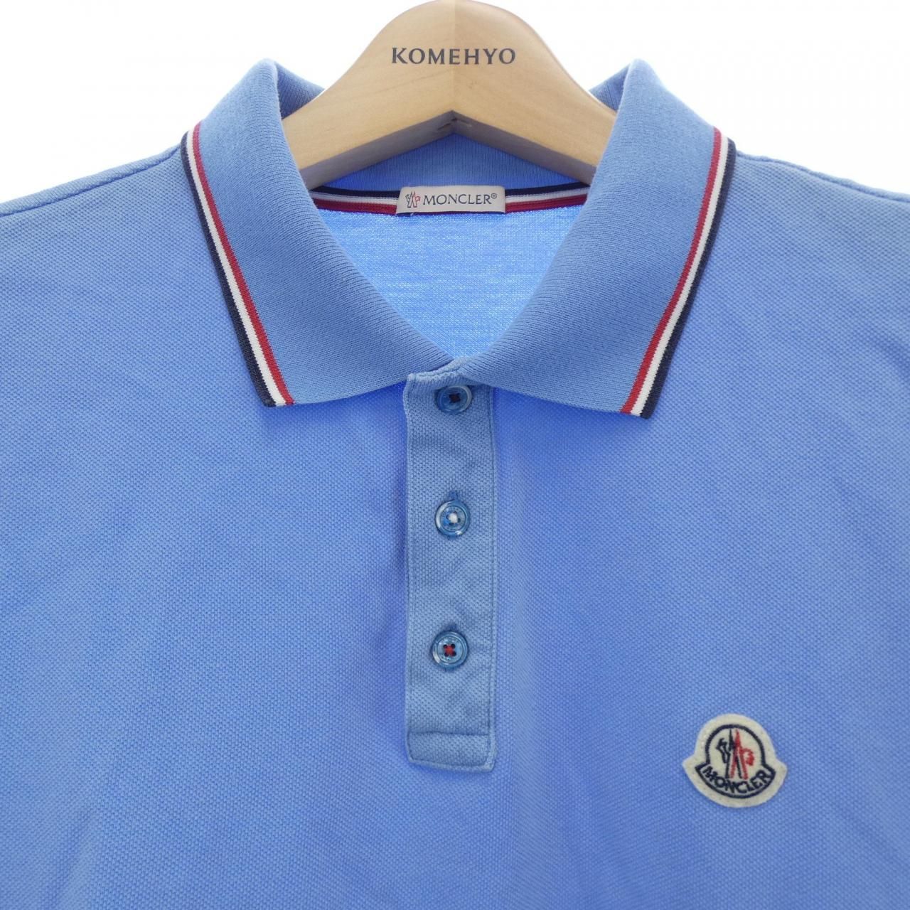 MONCLER 青 ポロシャツ L □ MONCLER モンクレール ポロシャツ 青 ブルー ワッペン M