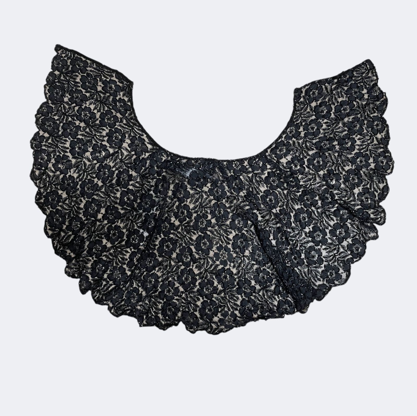 上品ビーズお花レースのブラックフ