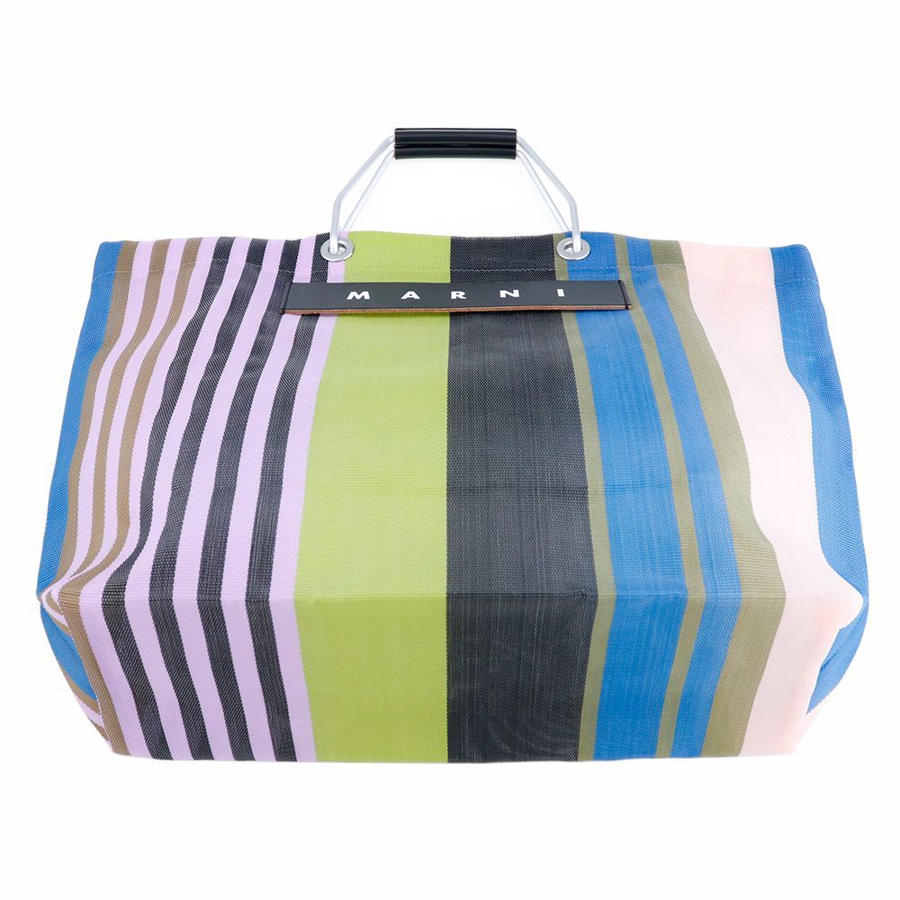 MARNI フラワーカフェ ストライプバッグ ミレグリーン マルニマーケット MARNI マルニフラワーカフェ トートバッグ ストライプ ミニ