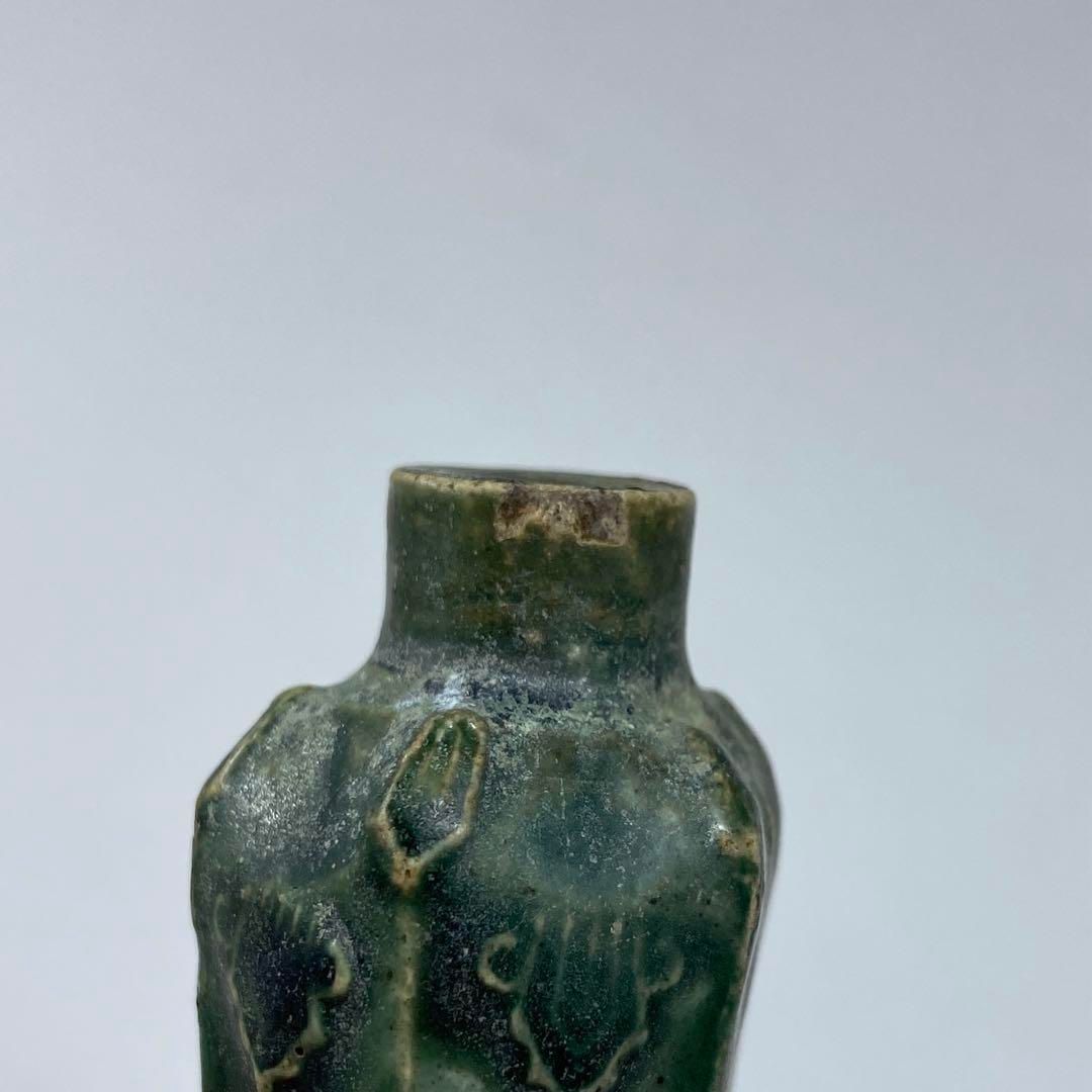 中国古玩 緑釉鼻煙香 高さ約5.4㎝ 東さ6-1014☆