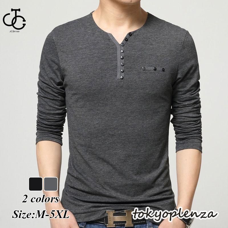 Tシャツ メンズ 秋 長袖 無地 Vネック 大きいサイズ 春 カジュアル ストレッチ トップス 綿Tシャツ シンプル  nee3e322949
