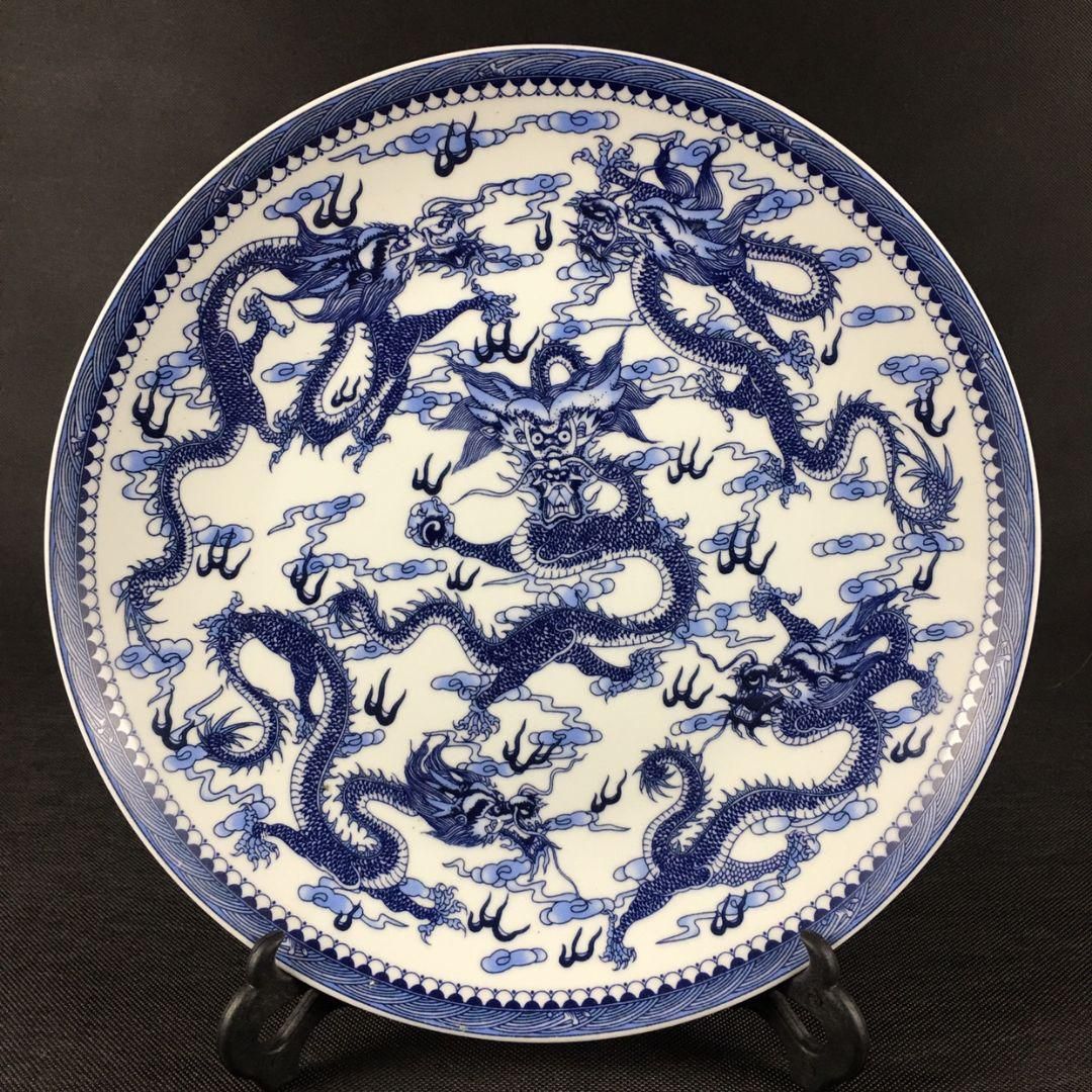 大清 乾隆年制 麒麟 青白皿 中国 骨董品 清時代 擺件 古賞物