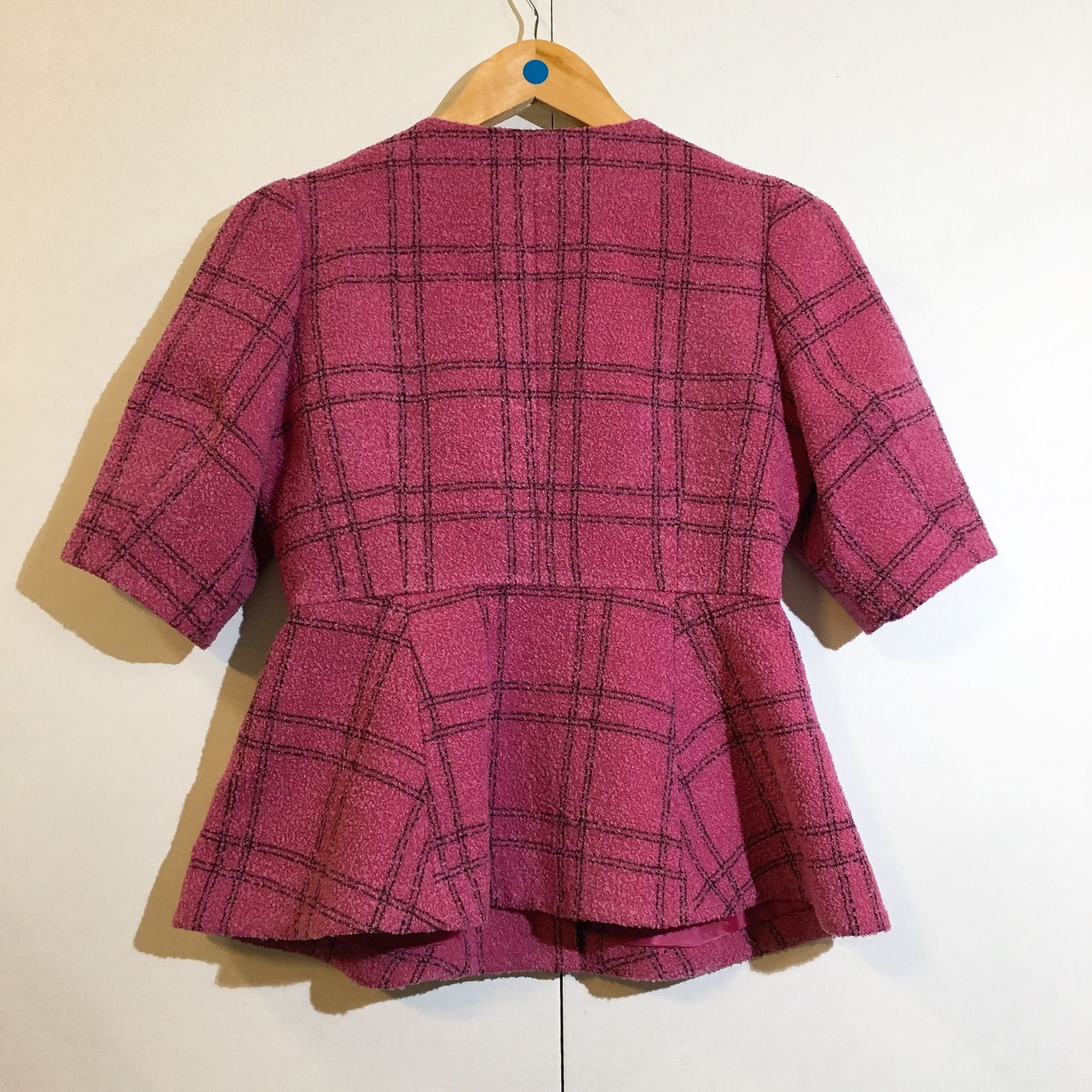 美品】sheller シェリエ ノーカラージャケットトップス チェック 