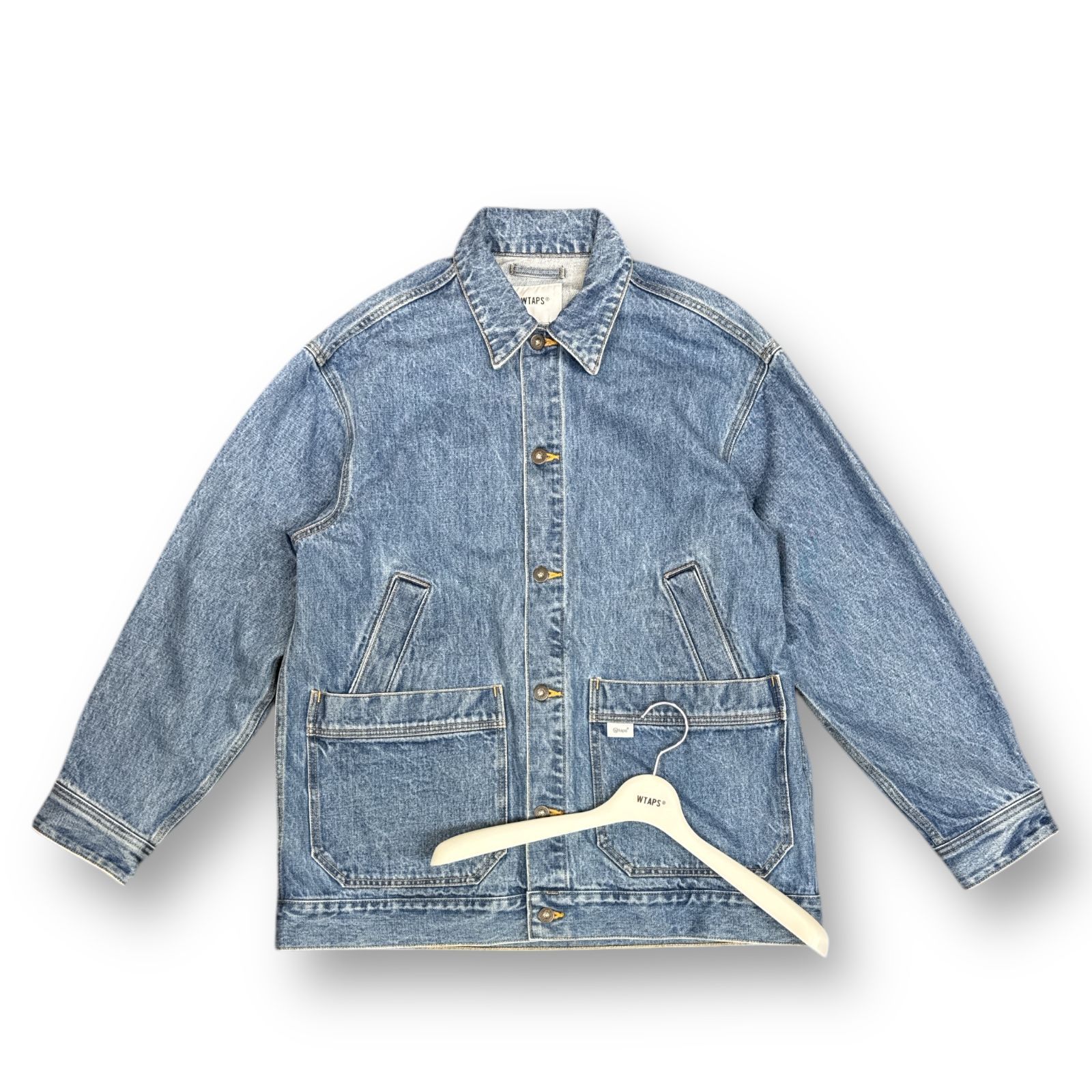 定価55000円 WTAPS 23AW DADDY / JACKET / COTTON. DENIM デニムジャケット カバーオール ダブルタップス 232WVDT-JKM04 インディゴ 02  80882A3