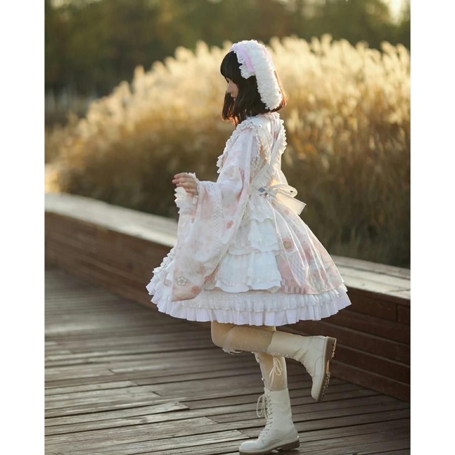 新品】ロリータ 和風メイド コスプレ 浴衣ドレス 赤 Sサイズ