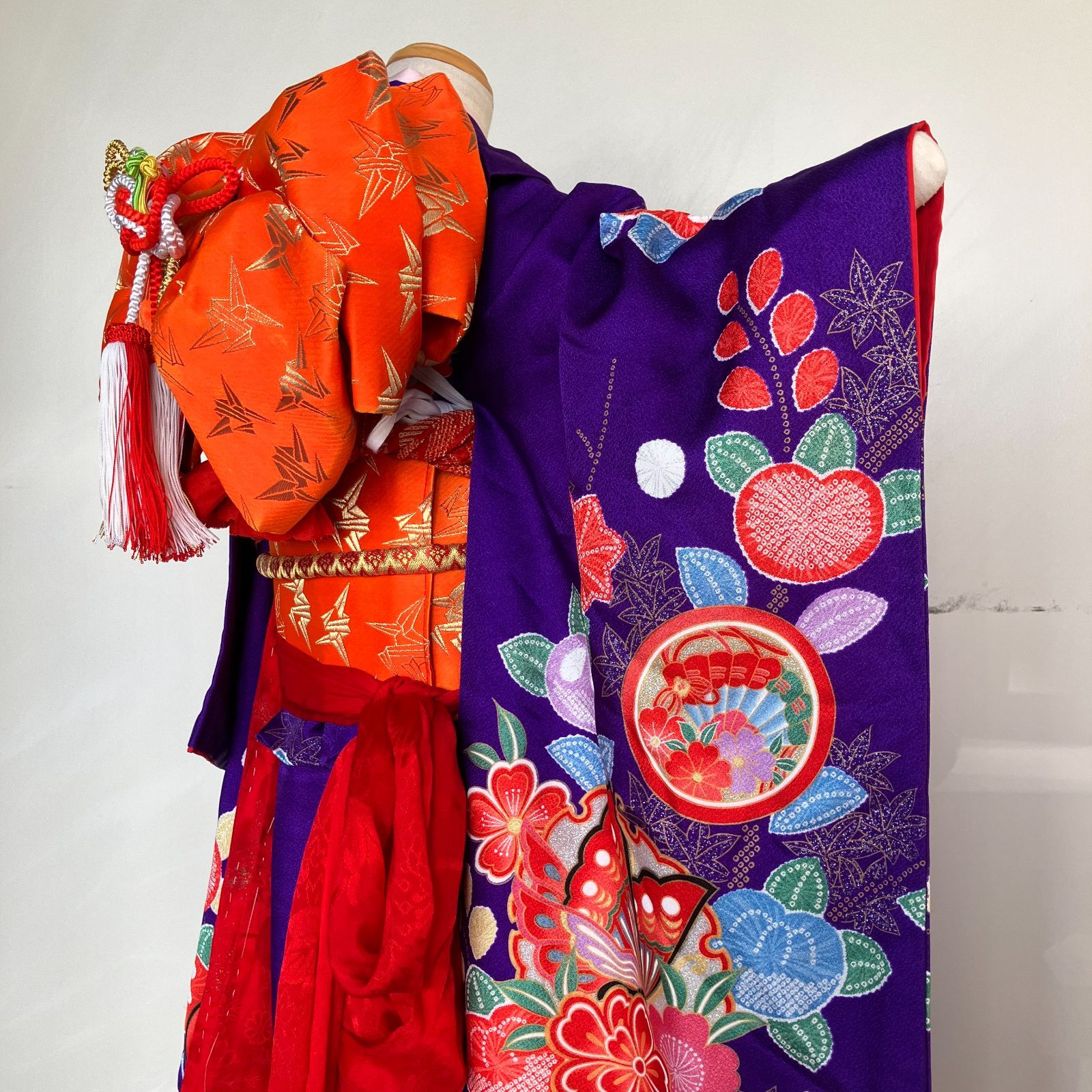 七五三用カラフル花柄着物