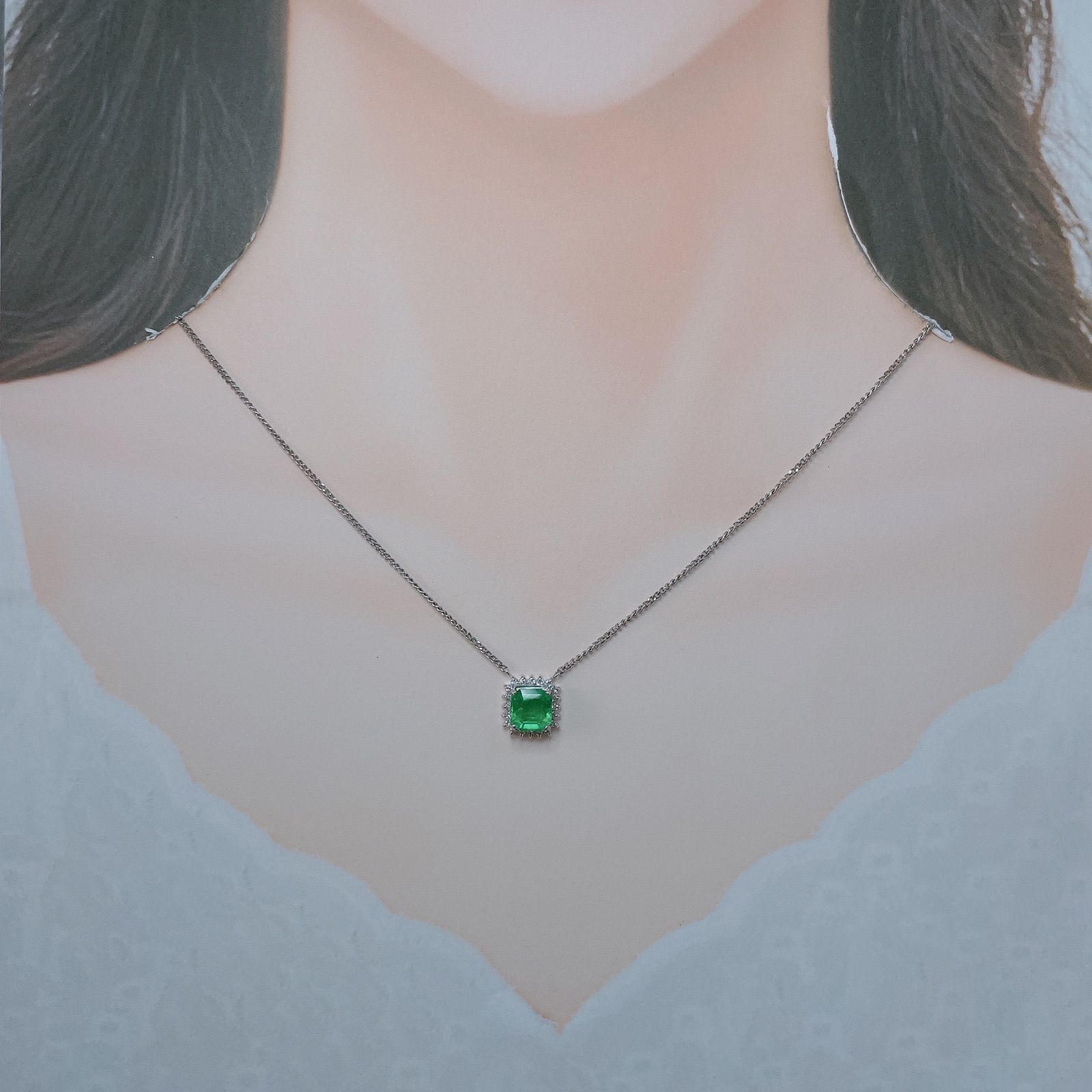 PT850/900 2ctオーバーエメラルド ダイヤモンド ネックレス - メルカリ