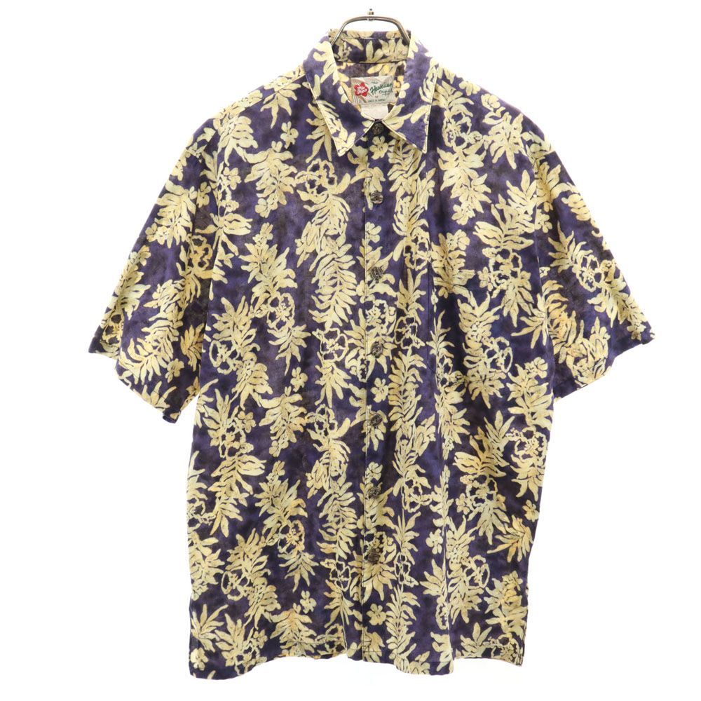 ハワイアンオリジナル 80s 90s ハワイ製 オールド 総柄 半袖 シャツ M イエロー系 The Hawaiian Original メンズ 古着 【240414】