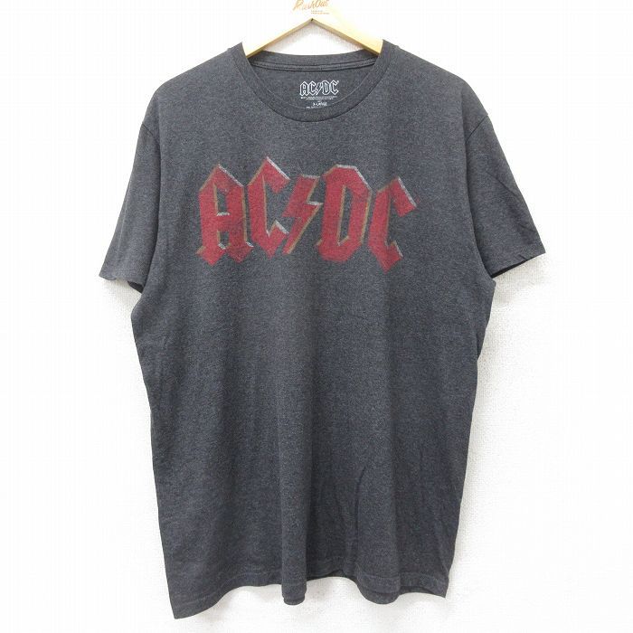 XL/古着 半袖 ロック バンド Tシャツ メンズ AC/DC 大きいサイズ クルーネック 濃グレー 霜降り 24jun18 中古