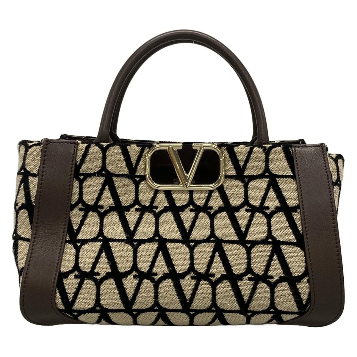 バレンチノガラバーニ トートバッグ Vロゴ シグネチャー トワル イコノグラフ スモール ハンドバッグ 4W2B0M55WMC レザー