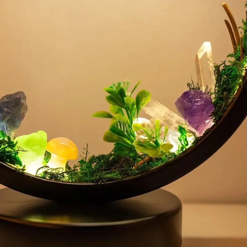 天然 水晶 アメジスト アクアマリン 植物 観葉植物 フォレスト