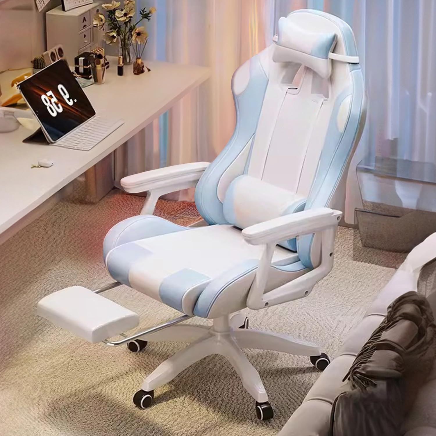 新品 MOBESENゲーミングチェア オフィスチェア デスクチェア gaming chair リクライニング ゲーム用チェア 椅子 パソコンチェア ハイバック ヘッドレスト ランバーサポート ひじ掛け付き 高さ調整機能