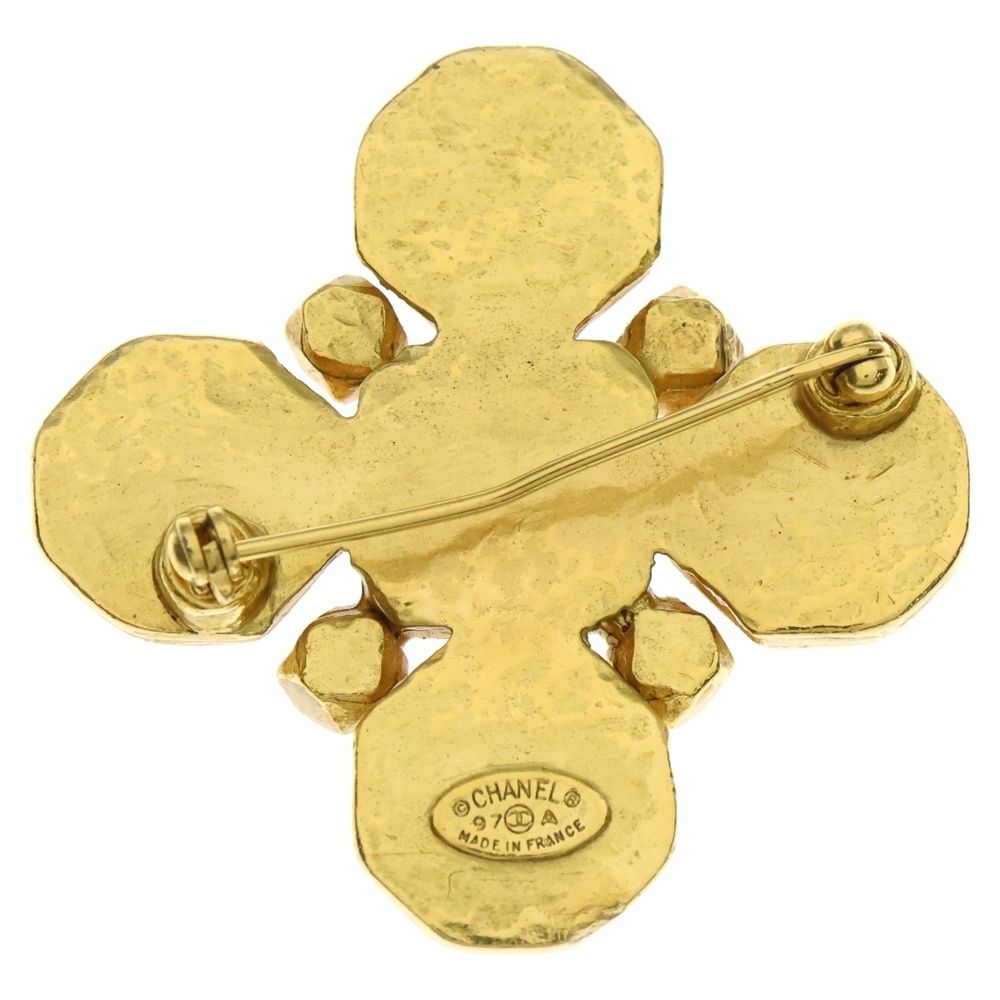 CHANEL シャネル ココマーク フェイクパール ブローチ ピンバッジ 97 A ゴールド GP