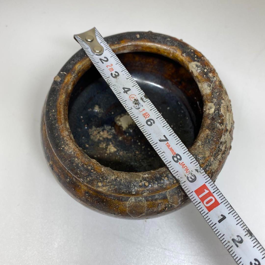 古代　李朝　飴釉丸壷　幅約10㎝　東Y6-1107①タコサ 古代 李朝 飴釉丸壷 幅約10㎝ 東Y6-1107①タコサ - メルカリ