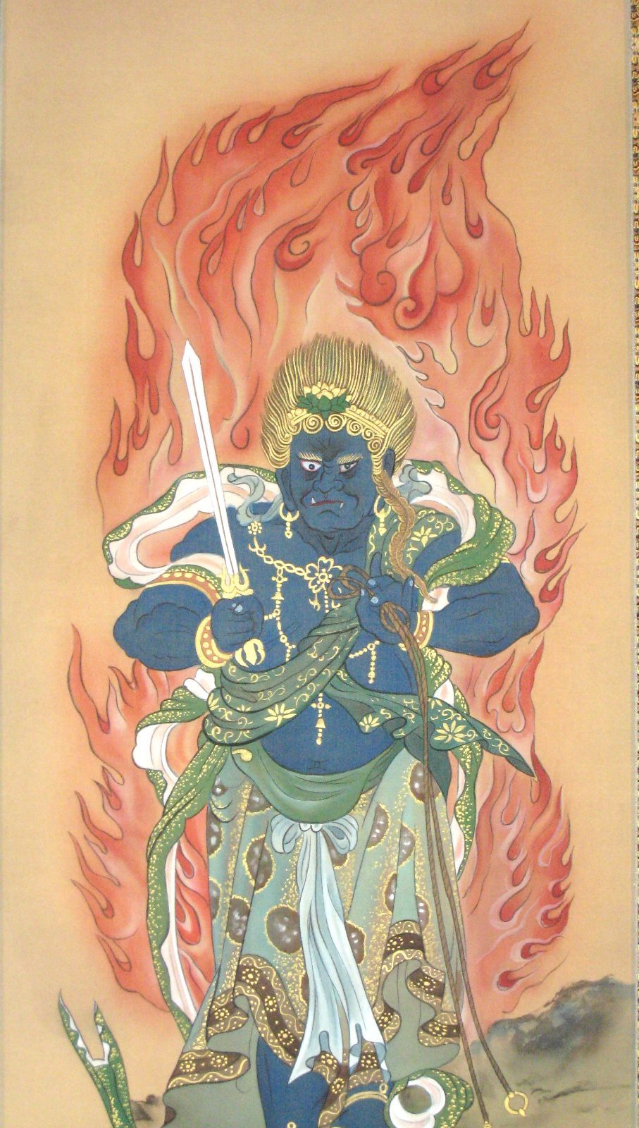 【特価品】掛け軸 掛軸 不動明王・青不動◆古田瑞洸 (真筆・新品) 特価品】掛け軸 掛軸 不動明王・青不動◇古田瑞洸 (真筆・新品
