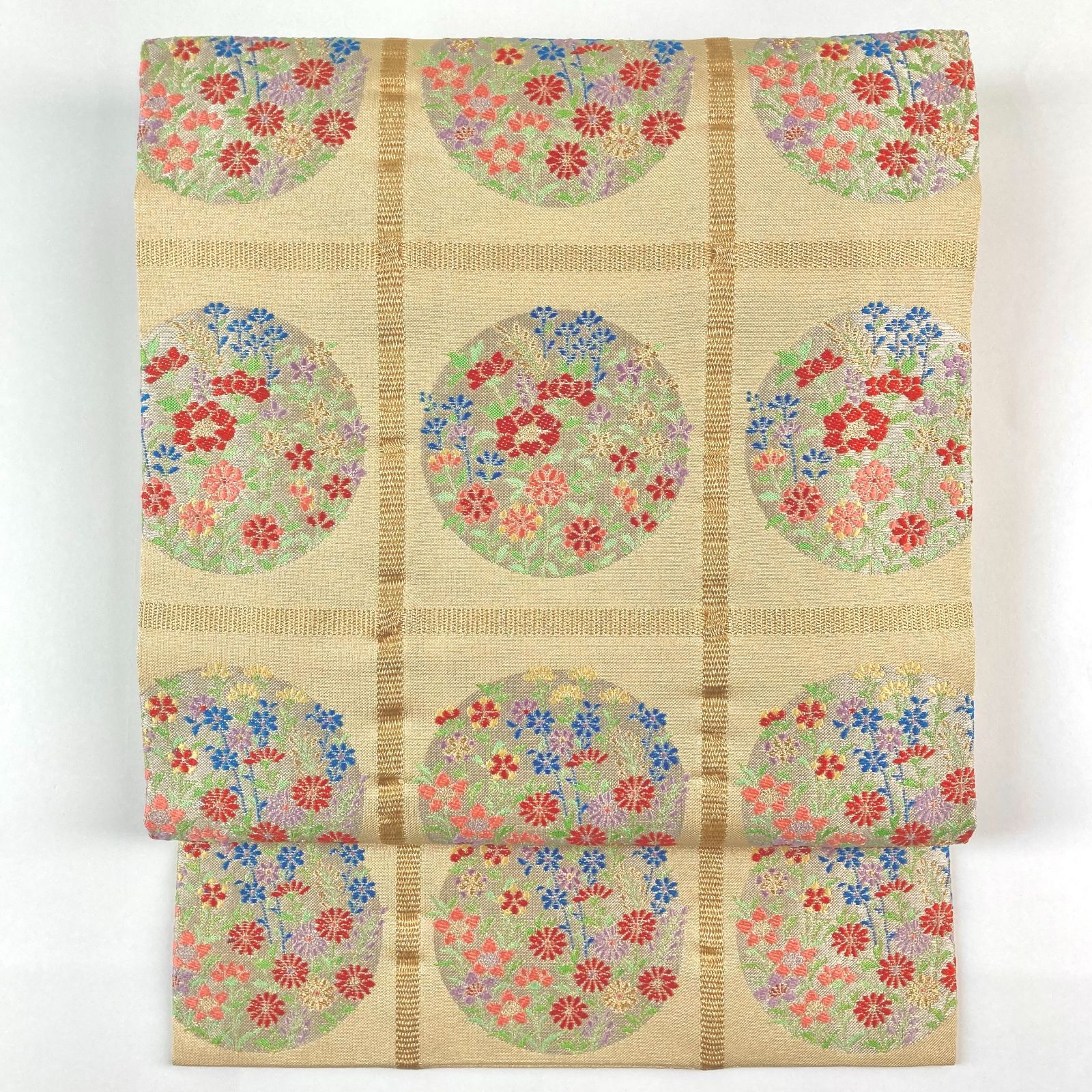 平和屋着物＊夏物 本場筑前博多織 八寸名古屋帯 紗献上 象牙色 正絹