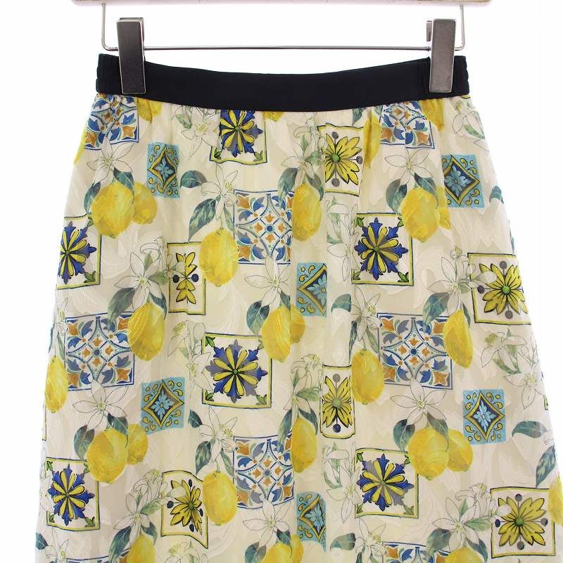 ◆ LOULOU WILLOUGHBY レモンプリントギャザースカート ルルウィルビー Loulou Willoughby レモンプリントギャザー